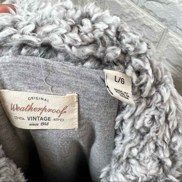Weatherproof Vintage Gray Sherpa Faux Fur Pullover 3/4 Zip Pockets size -Large - Picture 5 of 6
